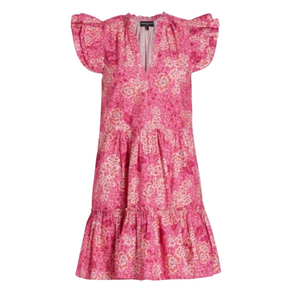 Generation Love Floral Sun Dress Ruffle Pink Oversized V Neck Slip On Size XS - Picture 3 of 15